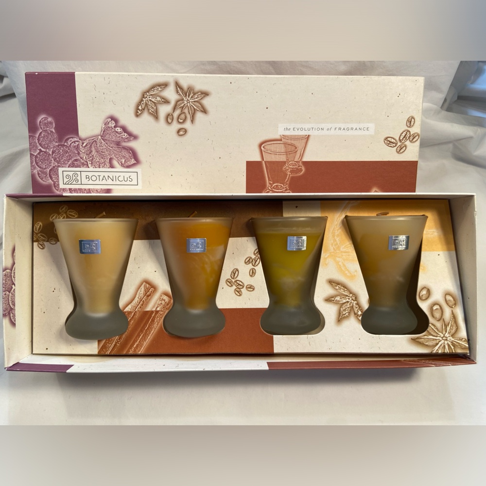 Botanicus 4 Candle Gift Set in‎ Frosted Shot Glass Vases